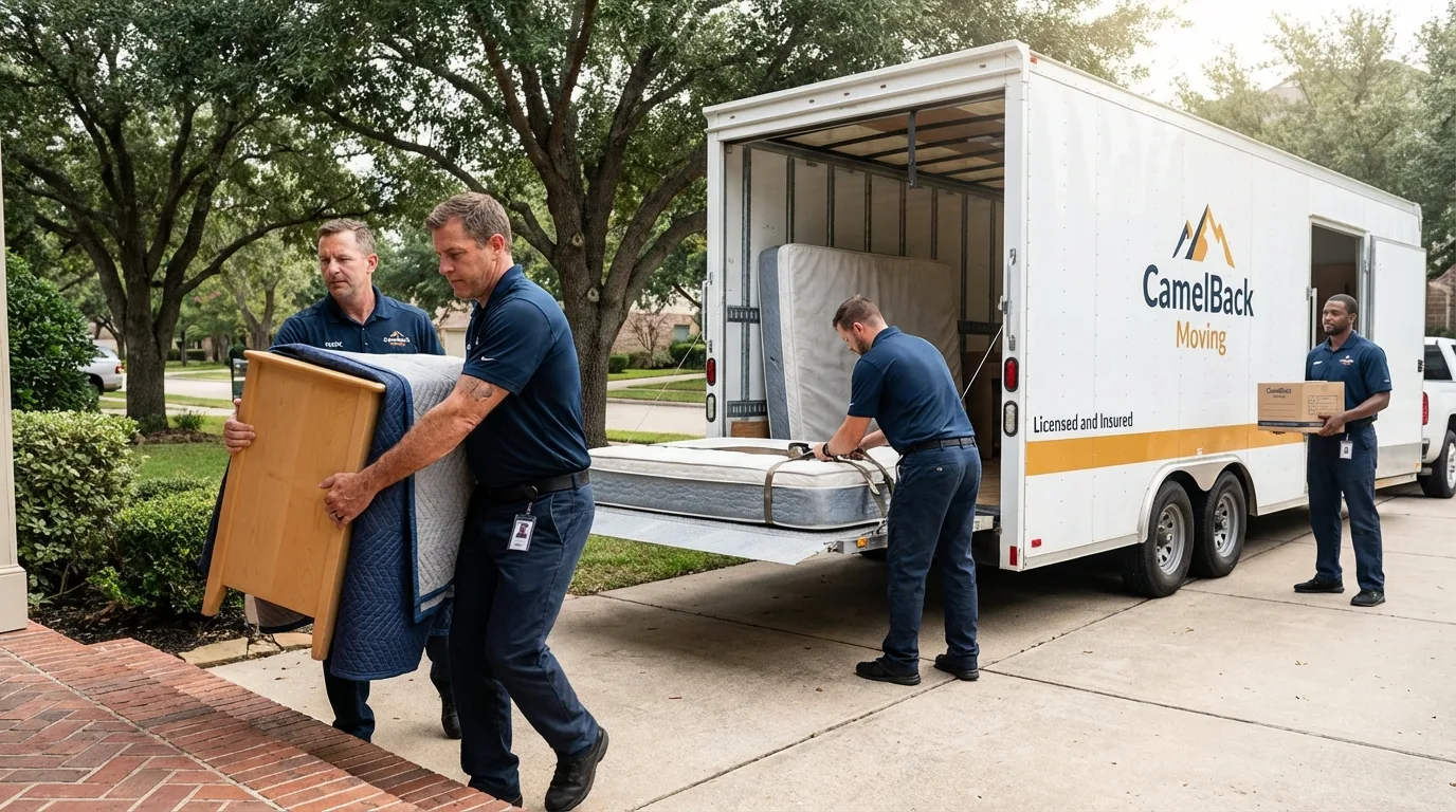 Crew loading residential truck for cross-state move from Lake Ozark, MO