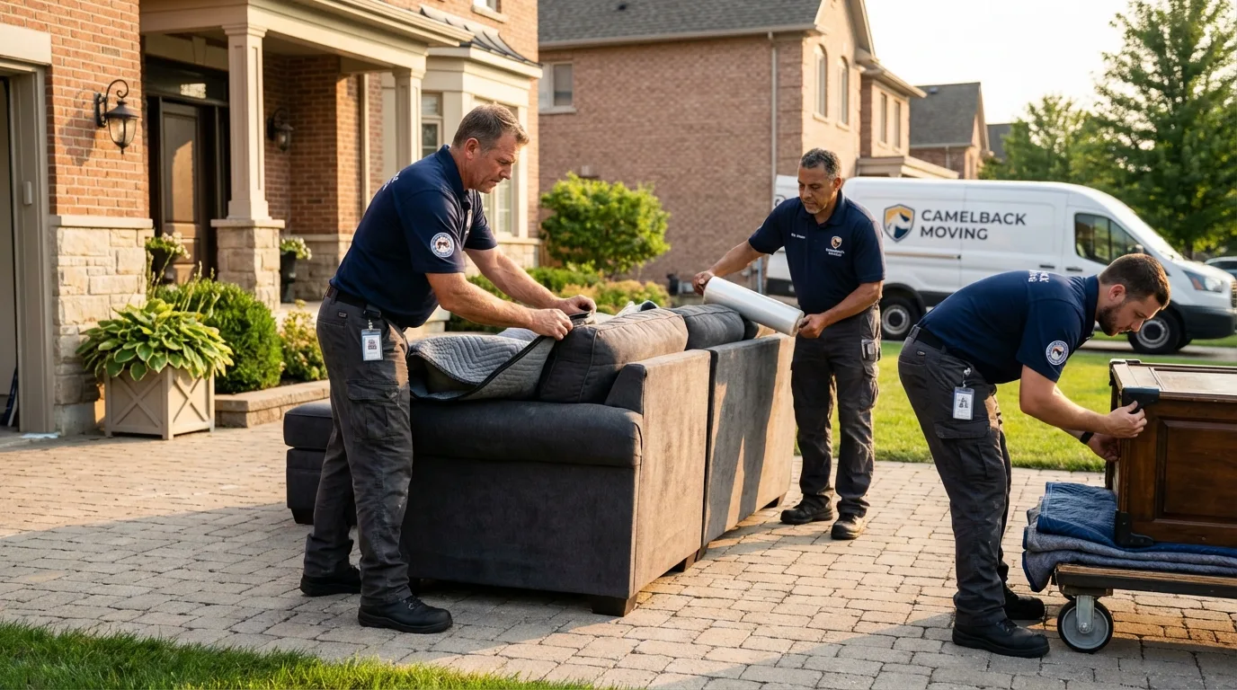 Large estate moving crew wrapping furniture in Lake Ozark, MO
