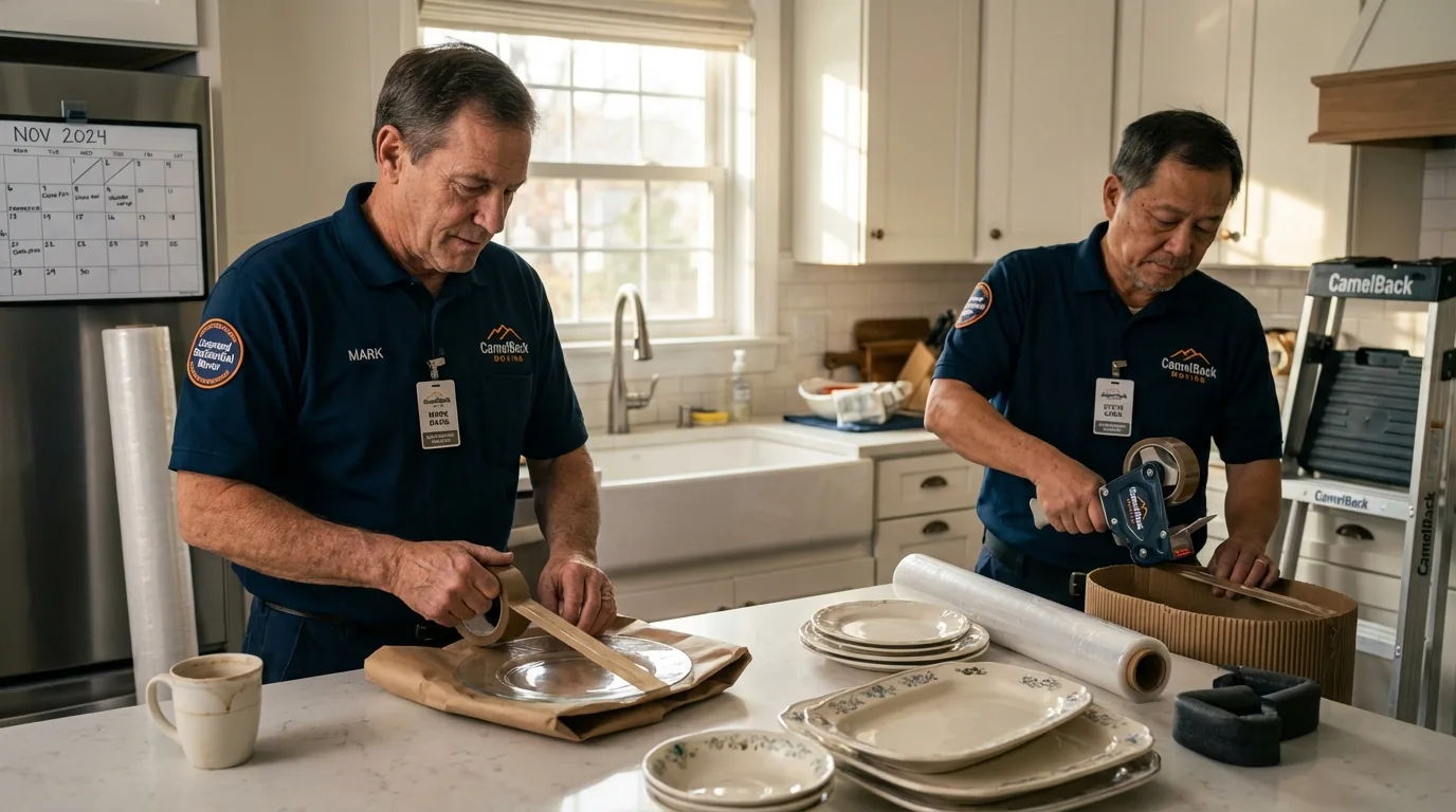 Professional crew packing kitchen dishware in Lake Ozark, MO